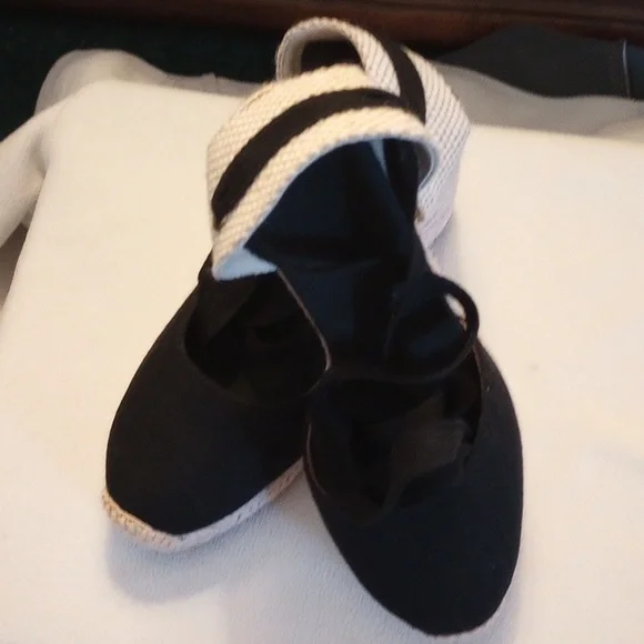 Black Ankle Wrap Wedge Shoes - Picture 3 of 5